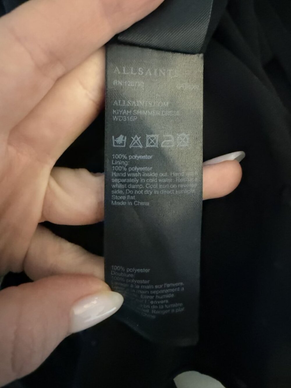 AllSaints Kiyah Shimmer Studded Ruffle Black Mini Wrap Dress Size M [jb] - Picture 8 of 8
